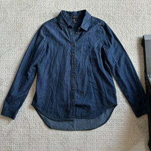 Dark denim button down shirt